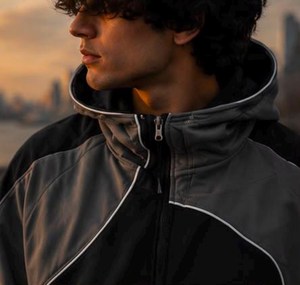 Chándal Deportivo Impermeable y Ligero para Entrenamiento, Diseño con Logotipo de Equipo Personalizado, Unisex, con Capucha y Cierre de Cordón, 100% Algodón - Product Image 2