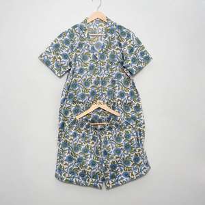 Conjunto de Pijama Corto de Verano para Mujer, Estampado a Mano, Algodón, Ropa de Dormir Suave con Característica Térmica, Hecho a Mano para Mujeres - Product Image 3