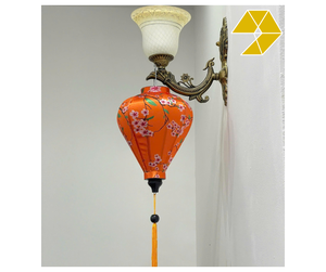 Vibrant Orange Silk Lantern with Blossom <b>Pattern</b> Wedding Decor Plain Fabric Lantern Waterproof Decor Vietnam Hoi An Silk Lantern - Product Image 1