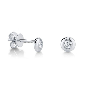 Boucles d'oreilles minimalistes à sertissage rond avec diamants de laboratoire pour femmes, en or 10K, 14K, 18K et argent 925, argent 935, bijoux fins - Product Image 3