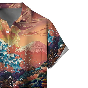 เสื้อเชิ้ตฮาวายลายดอกไม้เขตร้อนแขนสั้นสำหรับผู้ชาย เสื้อเชิ้ตชายหาดลำลองติดกระดุมสำหรับวันหยุดฤดูร้อน - Product Image 3