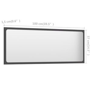 Modern Rectangular <b>Bath</b> <b>Mirror</b> <b>Mirror</b> Grey Engineered Wood with Acrylic Contemporary Design - Product Image 5