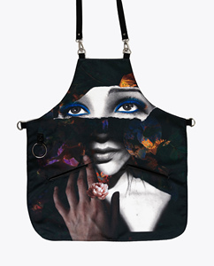 Cape de coiffure à imprimé artistique, bretelles réglables avec poches zippées, design unisexe - Product Image 1
