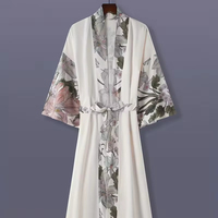 Nouvelle Robe de Nuit Tendance 100% Soie Satinée Imprimée pour Femme, Vêtement de Nuit d'Été en Satin Non Tissé, Peignoir en Soie, Pyjama Décontracté Personnalisable avec Logo