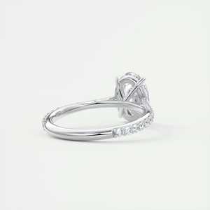 Anillo de compromiso solitario con diamante cultivado en laboratorio de corte ovalado de 2.30 quilates, engaste tipo catedral con pavé, en oro blanco de 14 quilates. - Product Image 6