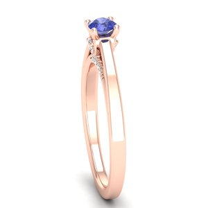 Bagues de fiançailles REYES de haute qualité en or 14 carats, diamant certifié IGI, taille ronde, pierre précieuse tanzanite 0,25 ct, bijoux fins pour femmes - Product Image 3