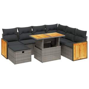 Grey Garden <b>Sofa</b> <b>Set</b> Outdoor Furniture Rattan Cushioned Contemporary Design - Product Image 2