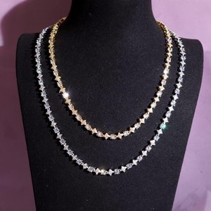 Collier de luxe plaqué or 18 carats avec micro-pavé de diamants Moissanite, chaîne à maillons Hiphop unisexe, pour un usage quotidien - Product Image 1