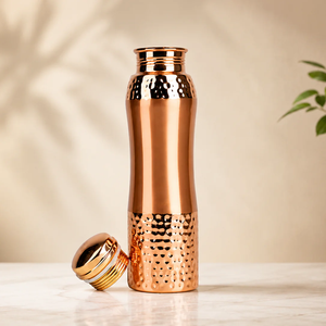 Bouteille d'eau en cuivre pur martelé, écologique, anti-fuite, avec couvercle à poignée, personnalisable pour la restauration, la maison, l'extérieur, le bureau et les voyages - Product Image 6