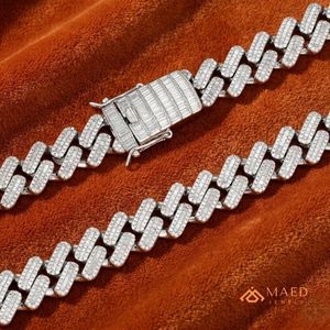 Collier en argent sterling 925 avec moissanite, chaîne cubaine, bijoux de mode pour femmes et hommes, bijoux fins de la ville de New York, style moderne classique - Product Image 4