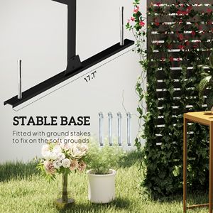 Schermo per la privacy da esterno nero da 198 cm (A) x 122 cm (L) con traliccio decorativo in metallo e supporto per piante rampicanti - Product Image 5