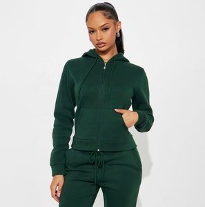 Women Hooded <b>Zipper</b> Sweatshirt Custom Fabric 100% Cotton Knitted Casual Wear Autumn Breathable Full Sleeve Regular Fit Casual We - Product Image 1