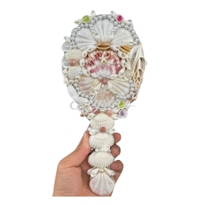 Luxury Handmade Seashell Hand Mirror Natural Shell Vanity Mirror Beach House Decoration Bridesmaid Wedding <b>Gift</b> - Product Image 4