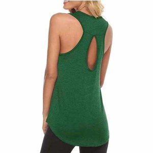Débardeur en tricot vert à col rond pour femme, couleur unie, style décontracté, respirant, longueur normale - Product Image 2
