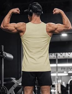 Men's <b>Workout</b> <b>Tank</b> <b>Tops</b> Wholesale Manufacturer Custom Cotton Sleeveless Gym Running Fitness Training Athletic Vest OEM ODM - Product Image 2
