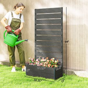 Gray 28.25\" X 15\" X 59\" Outdoor Trellis <b>Planter</b> for Climbing Plants Raised Garden Bed with Durable Plant <b>Box</b> for Garden - Product Image 3