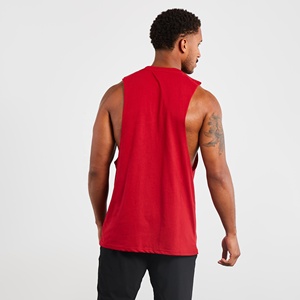 Camiseta sin mangas de algodón para hombre, estilo fitness, cuello redondo, aberturas en los brazos, logo frontal, estilo urbano, 180g, camiseta de tirantes para gimnasio, camiseta muscular. - Product Image 2