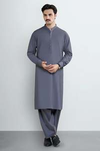 <b>Men's</b> Solid Color <b>Kurta</b> Pajama Set Ankle-Length Regular Fit Traditional Indian Pakistani Clothing Polyester Casual Wear For <b>Men</b> - Product Image 2