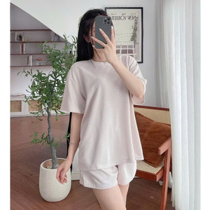 Camiseta de Dormir de Manga Corta con Cuello Redondo de Algodón Orgánico Certificado GOTS OEKO-TEX para Mujer, Ropa de Dormir Sólida, Servicio ODM OEM, MOQ Bajo - Product Image 2