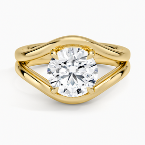 Bague de fiançailles solitaire en diamant avec croix superposée - Product Image 1