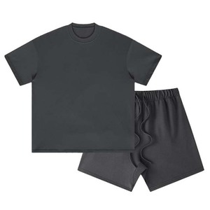 Best Selling Men's Two-Piece Set Acid Washed High Quality %100 Cotton Shirt and Shorts in Various Colors Customizable Logo - Product Image 3