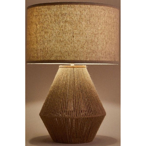 Handcrafted Jute Rope Table <b>Lamp</b> with Natural <b>Wood</b> Base Eco-Friendly Handwoven <b>Bedside</b> Desk Light Rustic Boho Nightstand <b>Lamp</b> - Product Image 6