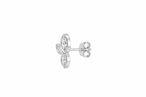 Pendientes de tuerca con tres diamantes cultivados en laboratorio de corte marquesa en forma de hoja, oro de 10K, 14K, 18K, plata 925, 935, regalo de lujo para bodas y fiestas - Product Image 4