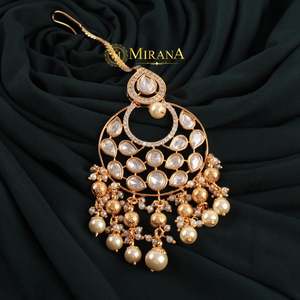 Radhika Polki Colored Beaded Maangtika-Cultural Collectible Jewelry - Product Image 1