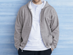 Sudadera con Capucha y Cierre para Hombre, Color Gris, Corte Regular, Estilo Casual, Color Sólido, Algodón French Terry, Manga Larga, para Otoño - Product Image 6