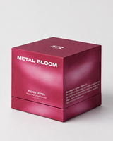 Bougie parfumée personnalisée en métal BLOOM, senteur litchi, poivre noir et patchouli, 220g, en cire de colza et de coco végétalienne, coffret cadeau, vente en gros usine