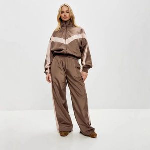 Conjunto Deportivo Color Block para Mujer – Chaqueta con Cierre y Pantalones de Cintura Alta |   Conjunto Deportivo Informal de 2 Piezas - Product Image 1