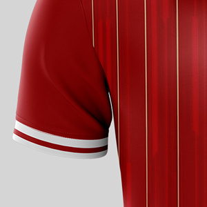 เสื้อยืดแขนสั้นลายทางสีแดงแบบยูนิเซ็กซ์ สำหรับงานพิมพ์ซับลิเมชั่น ป้องกันแบคทีเรีย น้ำหนักเบา ระบายอากาศได้ดี ผลิตจากโพลีเอสเตอร์ 100% เหมาะสำหรับเล่นกีฬา - Product Image 3