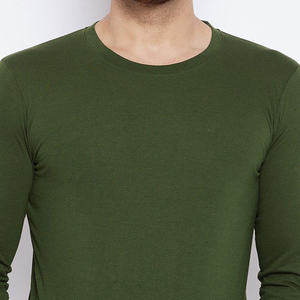 เสื้อยืดคอกลมแขนยาวสีเขียวมะกอกสำหรับผู้ชาย ผ้าถัก สีพื้น สวมใส่สบายๆ - Product Image 6