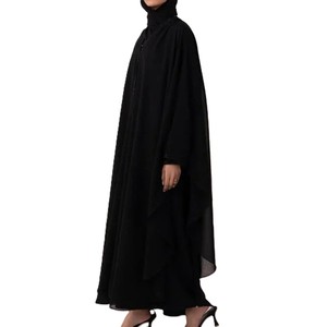 Abaya <b>Dress</b> Plus Size Breathable Long Sleeve <b>Modest</b> Full Length Loose Fit Plain Design High Quality Women's Black Apparel - Product Image 3