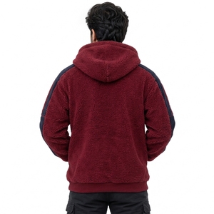 Veste polaire à capuche pour homme, longue, à fermeture avant, avec capuche spacieuse et élastique, confectionnée en tissu polaire moelleux, texture douillette - Product Image 2