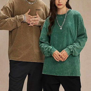 บริการ OEM เสื้อสเวตเชิ้ตผ้าฝ้ายแท้ 100% แบบสั่งทำพิเศษ สำหรับฤดูหนาว ล้างสีแบบแอซิด น้ำหนักเบา ขายส่งสำหรับผู้ชาย - Product Image 6