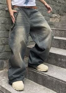 Pantalon Harem en Denim Délavé pour Homme, Coupe Ample, Taille Mi-Haute, Déchiré, Style Hip-Hop, Streetwear, Idéal Printemps - Product Image 2