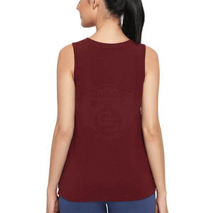 Camiseta sin mangas de punto para mujer, color granate, cuello redondo, color liso, informal, longitud regular - Product Image 2
