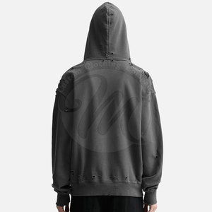 High Quality Streetwear Distressed Hoodies Winter Clothing Distressed Hoodies Custom Made Cotton <b>Polyester</b> <b>Hoodie</b> - Product Image 4