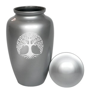 Urna Funeraria Plateada Árbol de la Vida para Cenizas de Adultos, Urna Conmemorativa Grande de Aluminio para Cenizas Humanas con Tapa y Bolsa de Terciopelo Gratis - Product Image 3