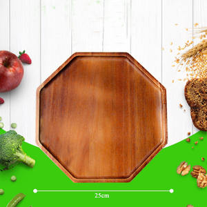 Lot de 2 plateaux en bois d'acacia pour fruits, snacks, pizzas, plats chauds, plateaux décoratifs en bois pour la cuisine et le comptoir - Product Image 4
