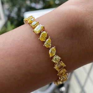 Bracelet en or jaune 10K 14K 18K avec diamants multi-tailles, élégant et personnalisé par ANSTER Factory, pour un cadeau de fiançailles ou d'anniversaire pour femme - Product Image 1