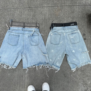 Vaqueros de hombre personalizados con estampado de pedrería, estilo vintage, holgados, con cordones dobles en la cintura, estilo urbano, 100% denim. - Product Image 2