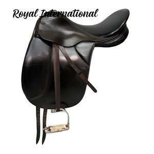 Silla de Montar Inglesa Negra Premium de Cuero para Caballo, Equipo Ecuestre con Estribos, Asiento Cómodo para Entrenamiento de Doma Clásica - Product Image 3
