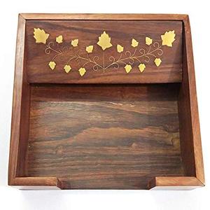 Boîte à mouchoirs et porte-serviettes en bois de style américain avec motif de feuilles, rangement multifonctionnel pour la maison, l'hôtel, la cuisine - Product Image 5