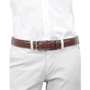 Ceinture Homme Classique Élégante en Cuir Véritable Marron, Ensemble de 6 Pièces de Haute Qualité, Boucle en Alliage, Largeur 30MM, Détail Cousu - Product Image 2