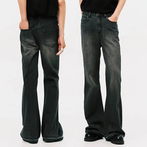 YUCE 2026 Jeans Baggy Personalizados, Diseño Clásico de 5 Bolsillos, Lavado a la Piedra Vintage, Cintura Media, Vaqueros Acampanados para Hombre - Product Image 1