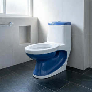 Inodoro de una pieza con diseño de tanque bajo, sifónico, de cerámica, montado en el suelo, para baño comercial moderno. - Product Image 6