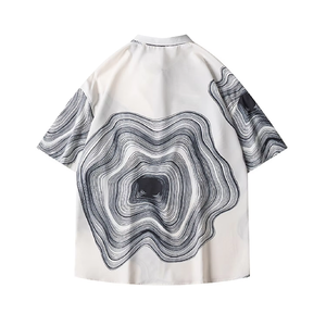 Nouveau pull-over de luxe à manches courtes pour homme, chemise décontractée en coton imprimé à col montant, style tendance et ample pour l'été - Product Image 2