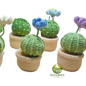 Plante en pot fleurie au crochet faite à la main, décoration mignonne en fil tricoté pour la maison, le bureau, les mariages, les anniversaires, la fête des mères, vente en gros - Product Image 2